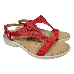 Revere Santa Fe Red Leather Adjustable/T-Strap Comfort Sandal EU 41 W/US 10 W